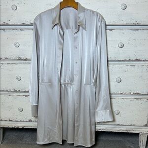 TEN by Babaton Silver Shirt Dress Button Front Elastic Waist